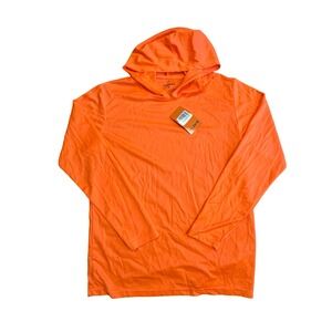 Franklin Men Safety Orange Performance Hoodie Long Sleeve Active Shirt Small NWT